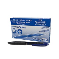 Uni-Ball Signo 307 Gel Pen Retractable 0.7mm Blue Ink Pack of 12